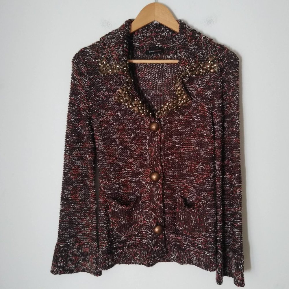 💥BCBGMaxazria Cable knit Big Button Sweater, See Measurements